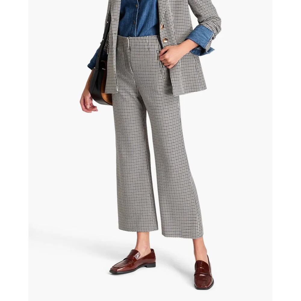 Veronica Beard Dova Pants Jacquard Houndstooth Wide Leg Cropped Trouser SZ 6